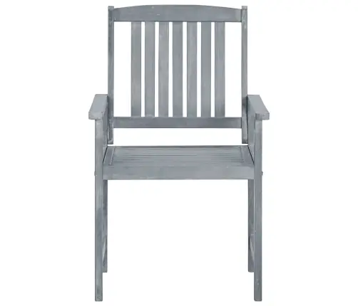 Sodo Kėdės, 8Vnt., Pilkos Spalvos, Akacijos Medienos Masyvas