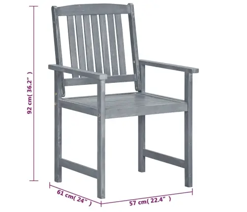 Sodo Kėdės, 8Vnt., Pilkos Spalvos, Akacijos Medienos Masyvas