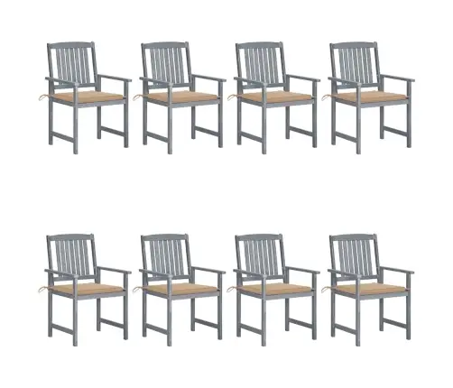 Dārza Krēsli Ar Spilveniem, 8 Gab., Akācijas Masīvkoks, Pelēki Vidaxl