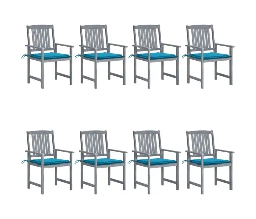 Dārza Krēsli Ar Spilveniem, 8 Gab., Akācijas Masīvkoks, Pelēki Vidaxl