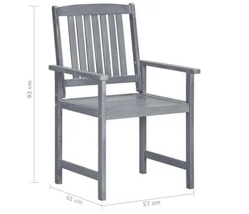 Dārza Krēsli Ar Spilveniem, 8 Gab., Akācijas Masīvkoks, Pelēki Vidaxl