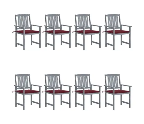 Dārza Krēsli Ar Spilveniem, 8 Gab., Akācijas Masīvkoks, Pelēki Vidaxl