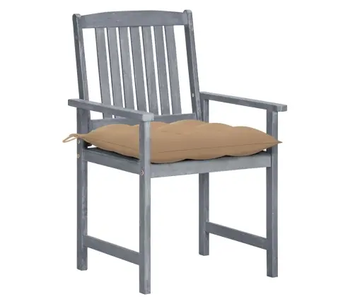 Dārza Krēsli Ar Spilveniem, 8 Gab., Akācijas Masīvkoks, Pelēki Vidaxl