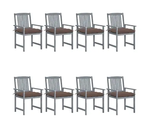 Dārza Krēsli Ar Spilveniem, 8 Gab., Akācijas Masīvkoks, Pelēki Vidaxl