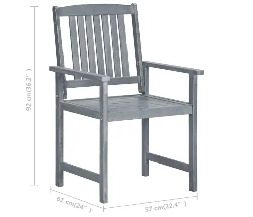 Dārza Krēsli Ar Spilveniem, 8 Gab., Akācijas Masīvkoks, Pelēki Vidaxl