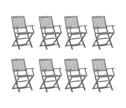 Saliekami Āra Krēsli Ar Matračiem, 8 Gab., Akācijas Masīvkoks Vidaxl