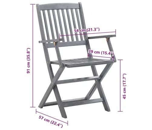 Saliekami Āra Krēsli Ar Matračiem, 8 Gab., Akācijas Masīvkoks Vidaxl