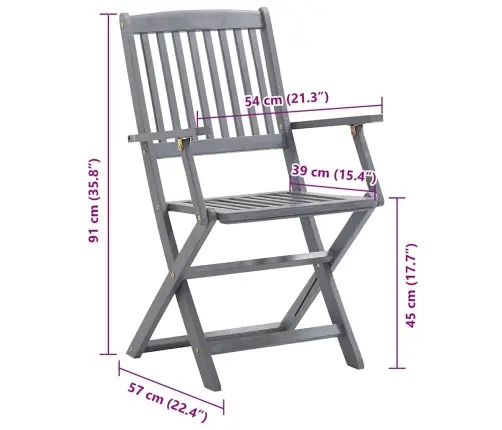 Saliekami Āra Krēsli Ar Matračiem, 8 Gab., Akācijas Masīvkoks Vidaxl