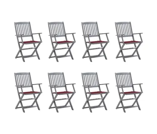 Kokkupandavad Aiatoolid 8 Tk Patjadega, Akaatsiapuit