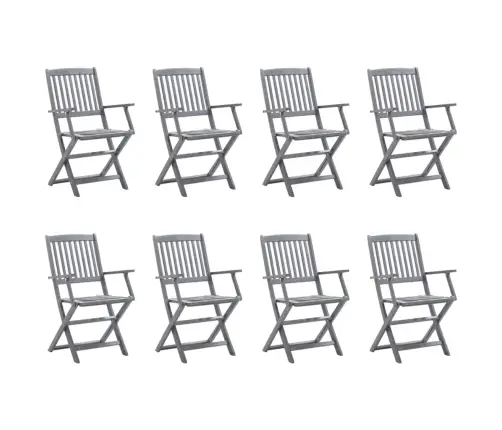 Kokkupandavad Aiatoolid 8 Tk Patjadega, Akaatsiapuit