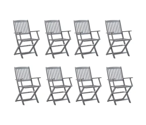 Saliekami Āra Krēsli Ar Matračiem, 8 Gab., Akācijas Masīvkoks Vidaxl