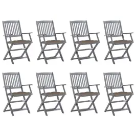 Kokkupandavad Aiatoolid 8 Tk Patjadega, Akaatsiapuit