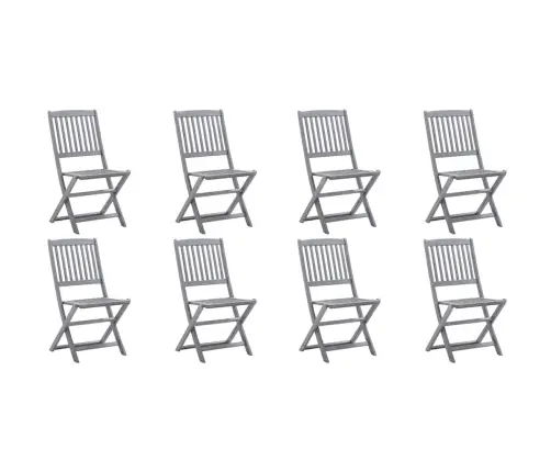 Saliekami Āra Krēsli Ar Matračiem, 8 Gab., Akācijas Masīvkoks Vidaxl