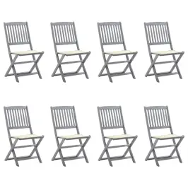 Saliekami Āra Krēsli Ar Matračiem, 8 Gab., Akācijas Masīvkoks Vidaxl