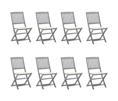 Saliekami Āra Krēsli Ar Matračiem, 8 Gab., Akācijas Masīvkoks Vidaxl