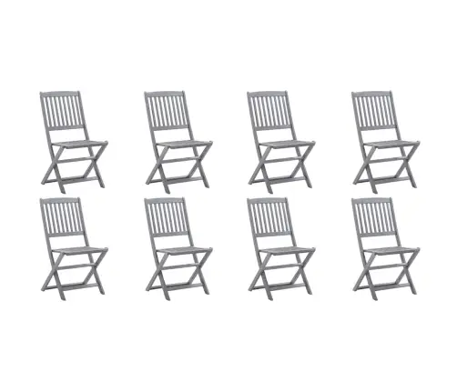 Saliekami Āra Krēsli Ar Matračiem, 8 Gab., Akācijas Masīvkoks Vidaxl