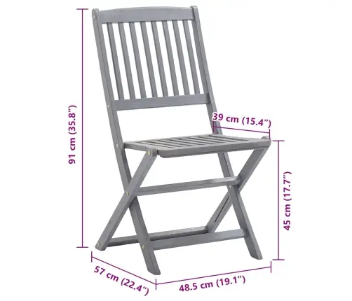 Saliekami Āra Krēsli Ar Matračiem, 8 Gab., Akācijas Masīvkoks Vidaxl