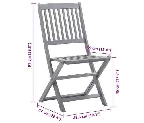 Saliekami Āra Krēsli Ar Matračiem, 8 Gab., Akācijas Masīvkoks Vidaxl