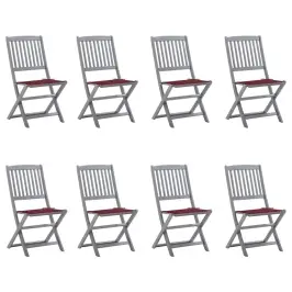 Saliekami Āra Krēsli Ar Matračiem, 8 Gab., Akācijas Masīvkoks Vidaxl