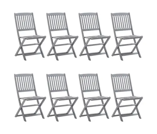 Saliekami Āra Krēsli Ar Matračiem, 8 Gab., Akācijas Masīvkoks Vidaxl