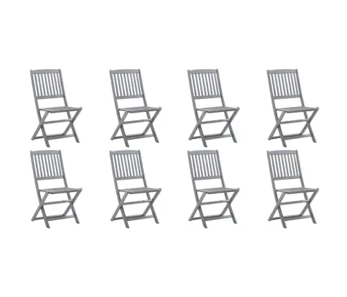 Saliekami Āra Krēsli Ar Matračiem, 8 Gab., Akācijas Masīvkoks Vidaxl