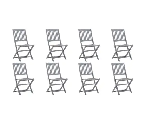 Saliekami Āra Krēsli Ar Matračiem, 8 Gab., Akācijas Masīvkoks Vidaxl