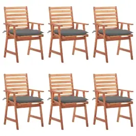 Lauko Valgomojo Kėdės Su Pagalvėlėmis, 6Vnt., Akacija