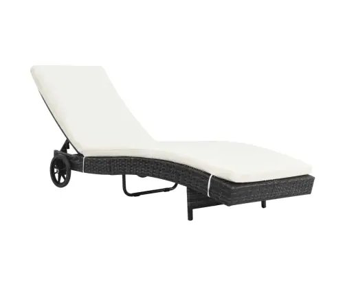 Päevitustoolid 2, Tk Rataste Ja Patjadega, Polürotang, Must