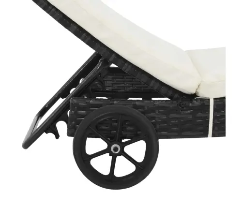 Päevitustoolid 2, Tk Rataste Ja Patjadega, Polürotang, Must