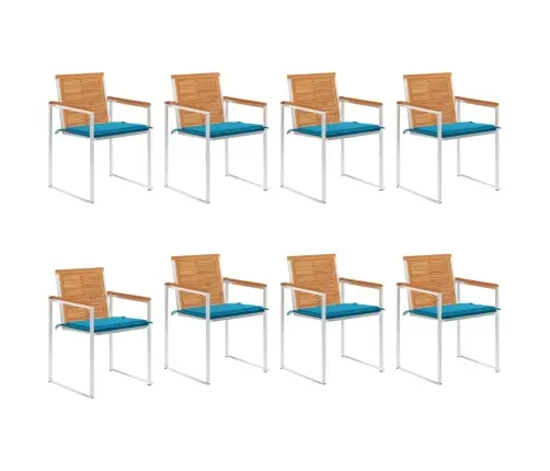 Dārza Krēsli Ar Matračiem, 8 Gab., Akācijas Masīvkoks Vidaxl