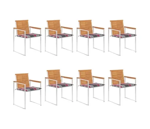 Dārza Krēsli Ar Matračiem, 8 Gab., Akācijas Masīvkoks Vidaxl