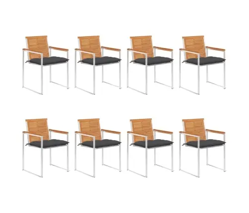 Dārza Krēsli Ar Matračiem, 8 Gab., Akācijas Masīvkoks Vidaxl