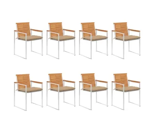 Dārza Krēsli Ar Matračiem, 8 Gab., Akācijas Masīvkoks Vidaxl