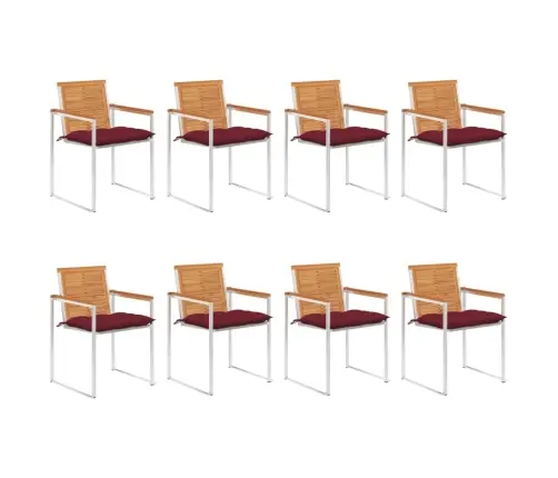 Sodo Kėdės Su Pagalvėlėmis, 8Vnt., Akacijos Medienos Masyvas Sodo Kėdės Su Pagalvėlėmis, 8Vnt., Akacijos Medienos Masyvas