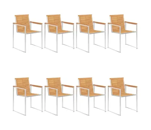 Sodo Kėdės Su Pagalvėlėmis, 8Vnt., Tikmedžio Medienos Masyvas Sodo Kėdės Su Pagalvėlėmis, 8Vnt., Tikmedžio Medienos Masyvas