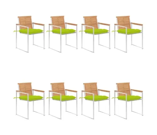 Dārza Krēsli Ar Matračiem, 8 Gab., Masīvs Tīkkoks Vidaxl