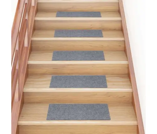 Laiptų Kilimėliai, Lipnūs, 15 Vnt., 60X25 cm Šviesiai Pilki, Stačiakampiai