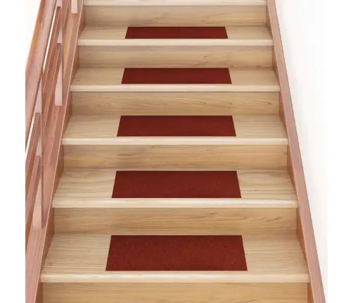 Kāpņu Paklājiņi, Pašlīmējoši, 15 Gab., 60X25 Cm, Bordo Sarkani, Taisnstūrveida Vidaxl