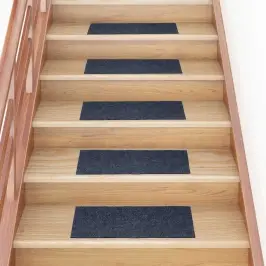 Laiptų Kilimėliai, Lipnūs, 15 Vnt., 60X25 cm Pilkai Mėlyni, Stačiakampiai