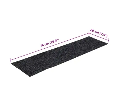 Kāpņu Paklājiņi, Pašlīmējoši, 15 Gab., 76X20 Cm, Pelēki, Taisnstūrveida Vidaxl