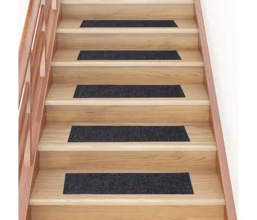 Kāpņu Paklājiņi, Pašlīmējoši, 15 Gab., 76X20 Cm, Pelēki, Taisnstūrveida Vidaxl