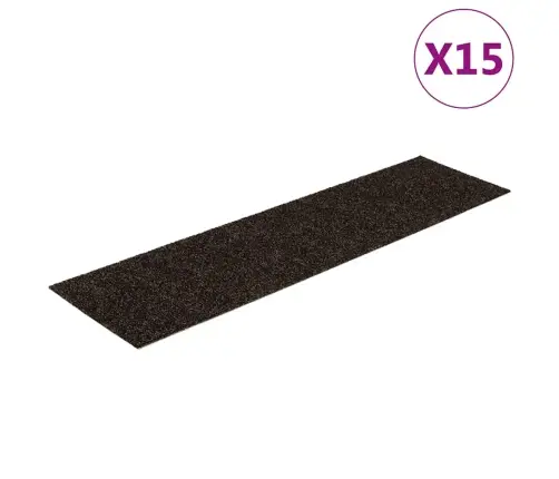 Laiptų Kilimėliai, Lipnūs, 15 Vnt., 76X20 cm Tamsiai Rudi, Stačiakampiai Laiptų Kilimėliai, Lipnūs, 15 Vnt., 76X20 cm Tamsiai Rudi, Stačiakampiai