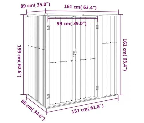 Dārza Šķūnis, Zaļš, 161X89X161 Cm, Cinkots Tērauds Vidaxl
