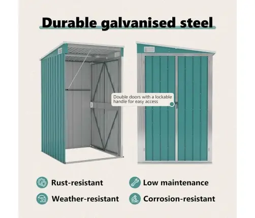 Dārza Šķūnis, Zaļš, 118X100X178 Cm, Cinkots Tērauds Vidaxl