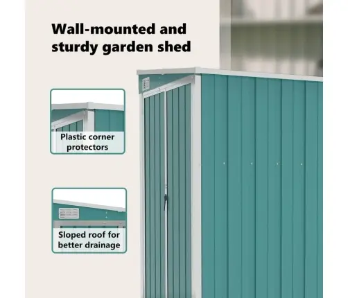 Dārza Šķūnis, Zaļš, 118X100X178 Cm, Cinkots Tērauds Vidaxl