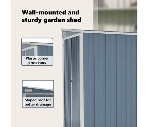 Dārza Šķūnis, Pelēks, 118X194X178 Cm, Cinkots Tērauds Vidaxl