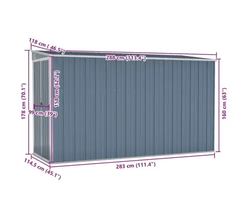 Seina Aiakuur, Hall, 118X382X178 cm Tsingitud Teras