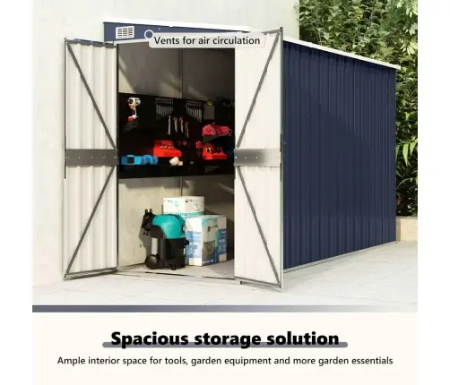 Dārza Šķūnis, Antracītpelēks, 118X288X178 Cm, Tērauds Vidaxl