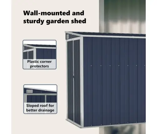 Dārza Šķūnis, Antracītpelēks, 118X288X178 Cm, Tērauds Vidaxl