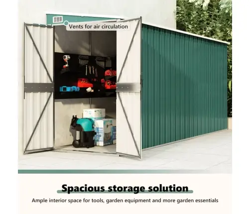 Sodo Pašiūrė, Žalia, 118X382X178cm Galvanizuotas Plienas